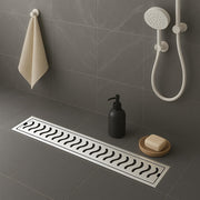 Wave Shower Drain Channel 12x4 Inch with Cockroach Trap (304 Grade Stainless Steel) – by Specule