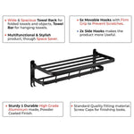 Load image into Gallery viewer, Square Black Foldable Stainless Steel Towel Rack (24 Inches) - by Specule
