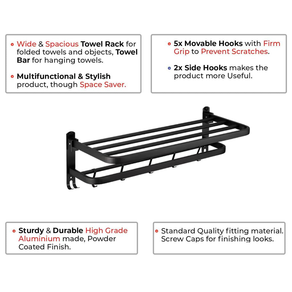 Square Black Foldable Stainless Steel Towel Rack (24 Inches) - by Specule