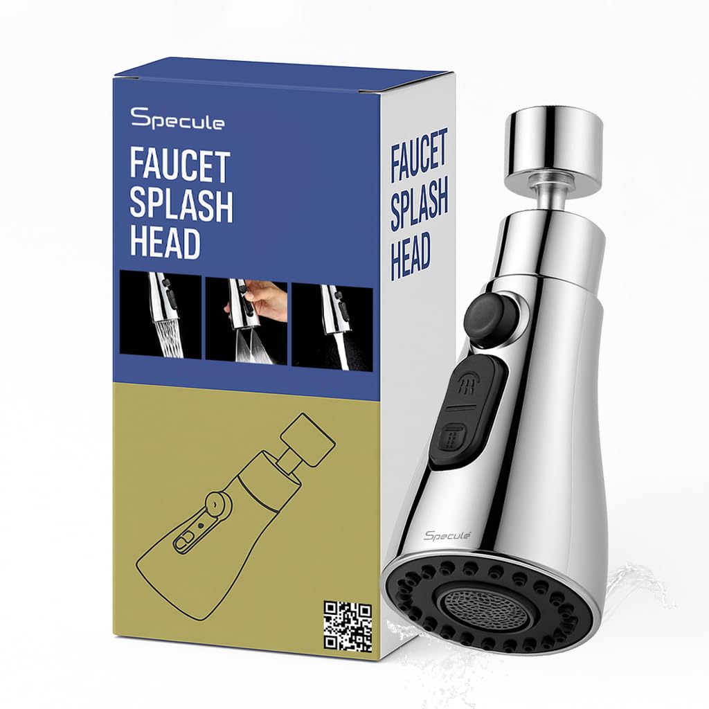Flexible Faucet Splash Head with Dual Spray, Strong Flow & Easy Kitchen Sink Extension - by Specule