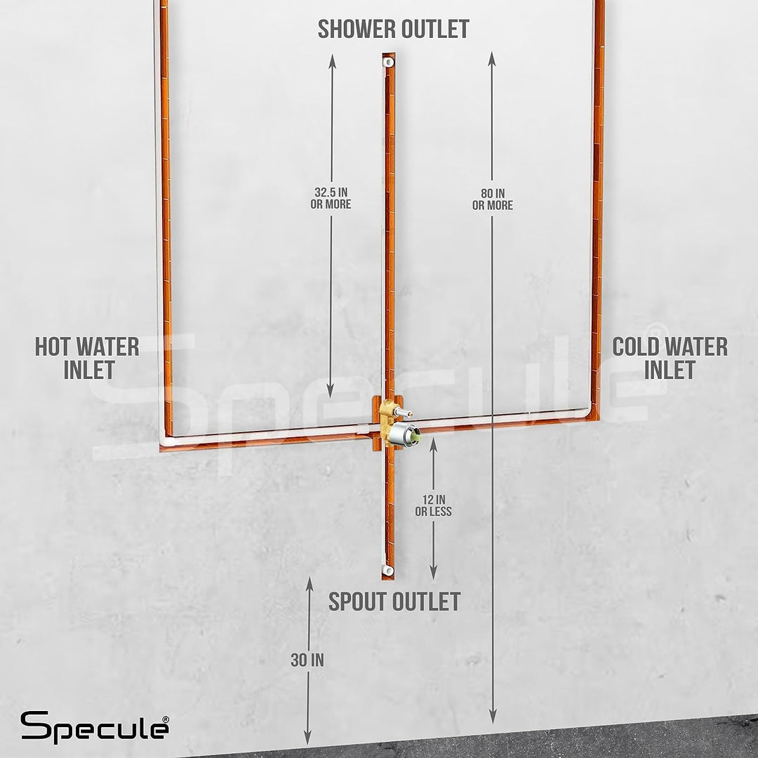 Alive Brass Diverter Set with Spout, 8" Overhead Ceiling Mount Shower & Hand Shower Chrome Finish - by Specule