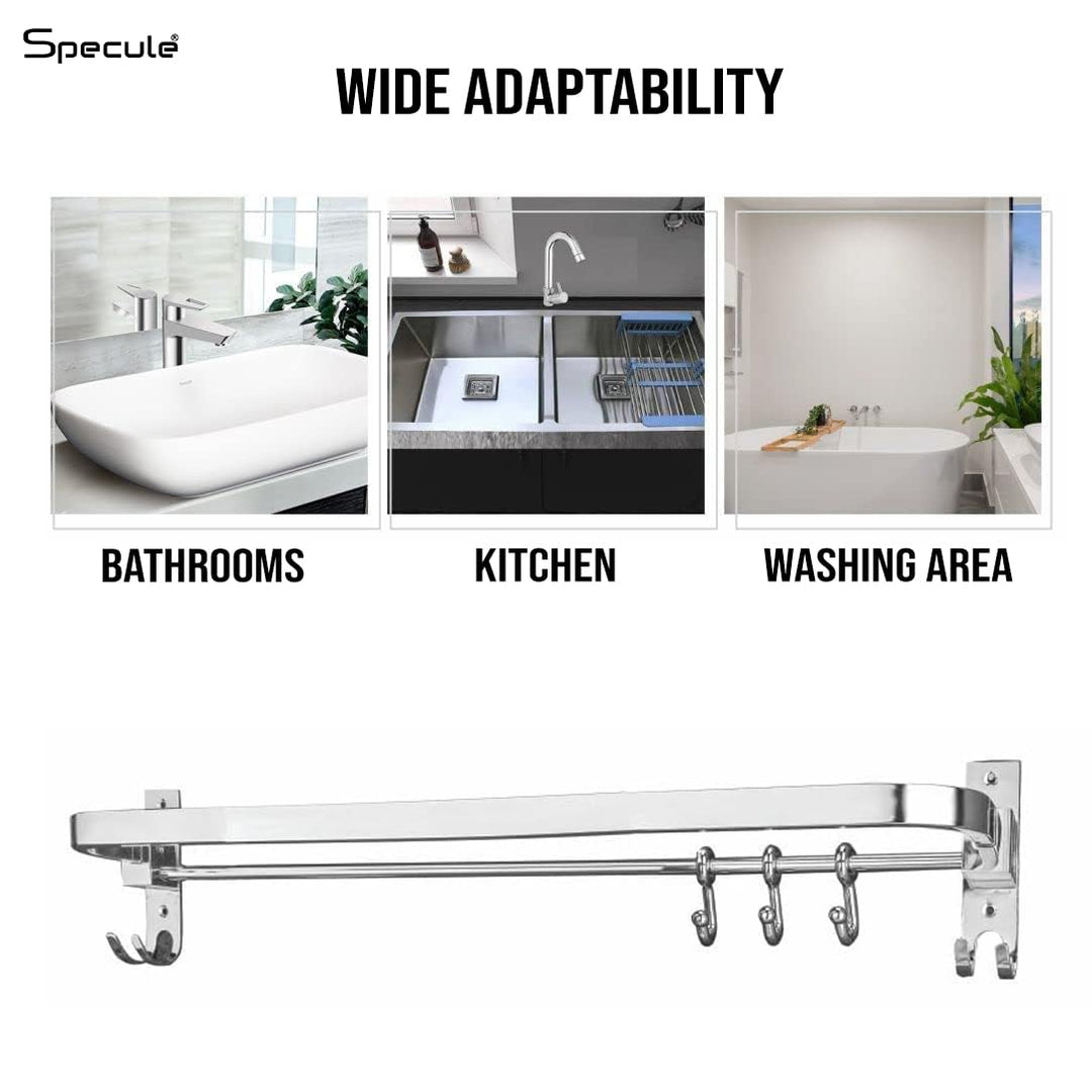 Side view of foldable bathroom towel rod showing sturdy hinge mechanism