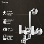 Load image into Gallery viewer, Cube Series 3-in-1 Brass Wall Mixer Set with 8&quot; Overhead Shower &amp; Mist Hand Shower (Chrome Finish)

