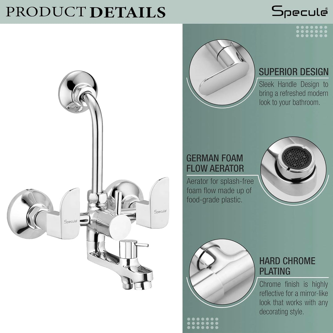 Alive Series Brass 3-in-1 Wall Mixer for Bathroom with 8 Inch Overhead Shower Set & Multi Flow Hand Shower