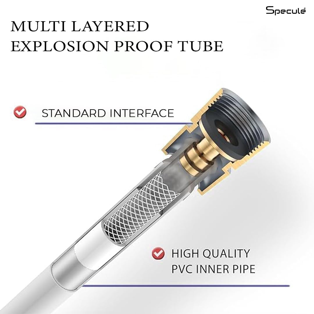 Smooth Pvc High Pressure Flexible Shower Hose (1 Meters) - by Specule