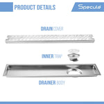 Load image into Gallery viewer, Wave Shower Drain Channel 18x4 Inch with Cockroach Trap (304 Grade Stainless Steel) – by Specule
