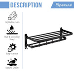 Load image into Gallery viewer, Square Black Foldable Stainless Steel Towel Rack (24 Inches) - by Specule
