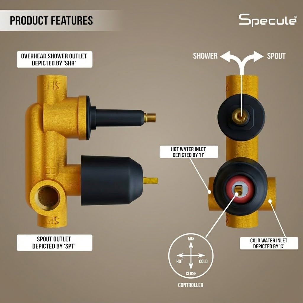 Solid brass bathroom diverter valve – high-flow matte black shower diverter