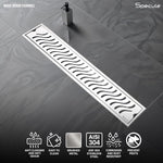Load image into Gallery viewer, Wave Shower Drain Channel 18x4 Inch with Cockroach Trap (304 Grade Stainless Steel) – by Specule
