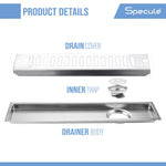 Load image into Gallery viewer, Linear Shower Drain Channel 12x4 Inch with Cockroach Trap (304 Grade Stainless Steel) – by Specule