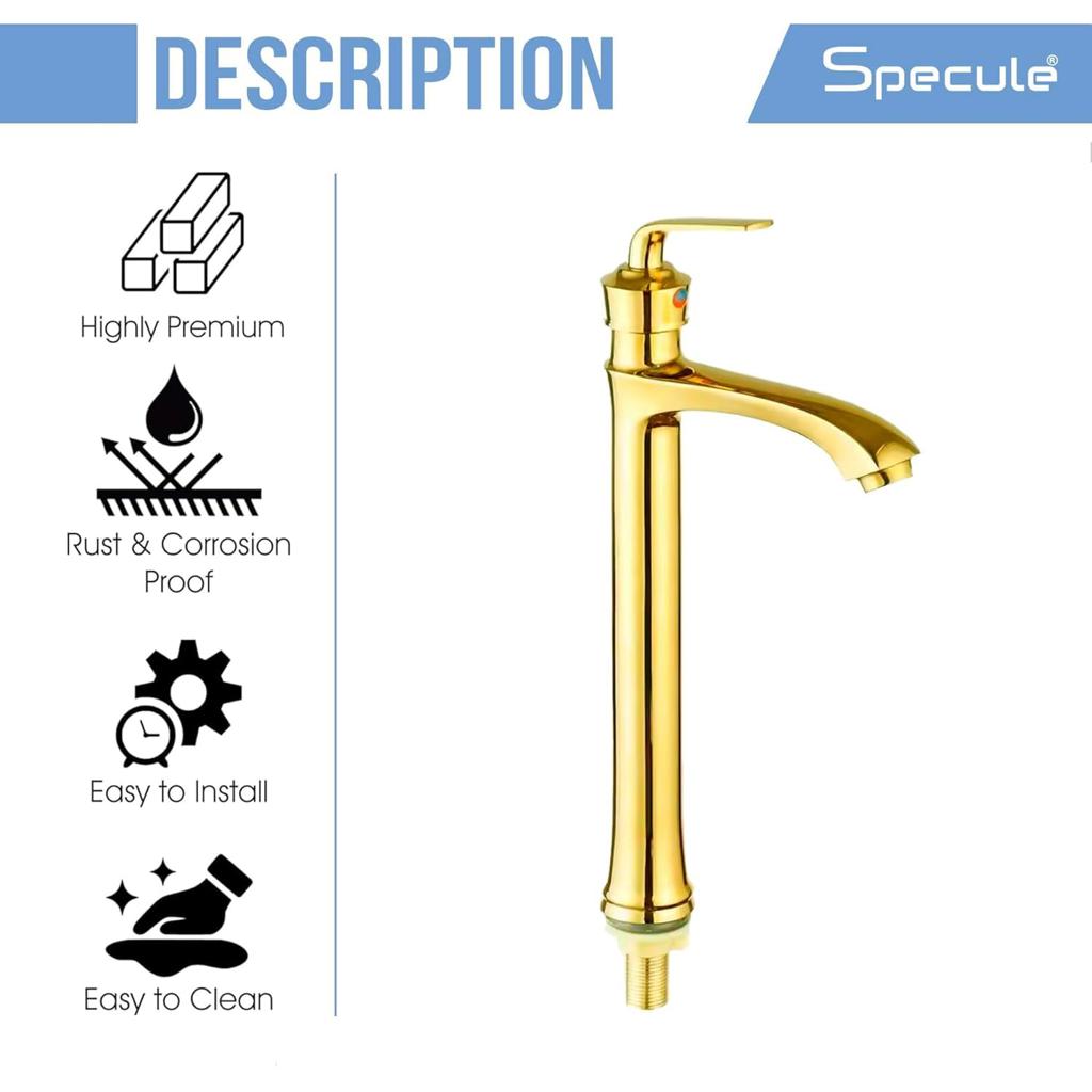 Atrio Tall Body Wash Basin 12 Inches Pillar Tap (Gold) – by Specule