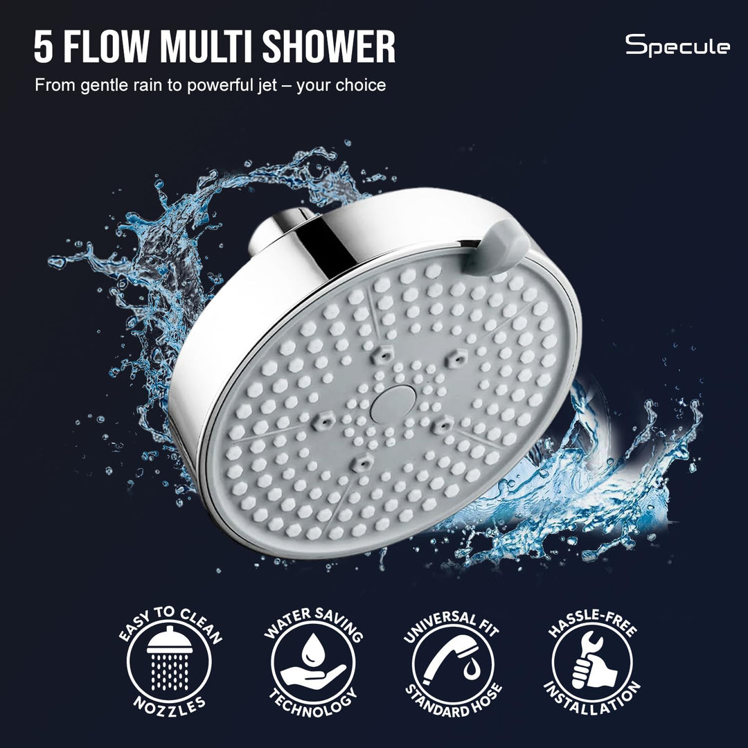 Cube Brass Diverter Set with Multi Flow Overhead Wall Mount Shower & Bath Tub Spout - by Specule