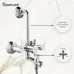 Load image into Gallery viewer, Topaz Series 3 in 1 Brass Wall Mixer Set with 6" Overhead Shower &amp; Mist Hand Shower (Chrome Finish)
