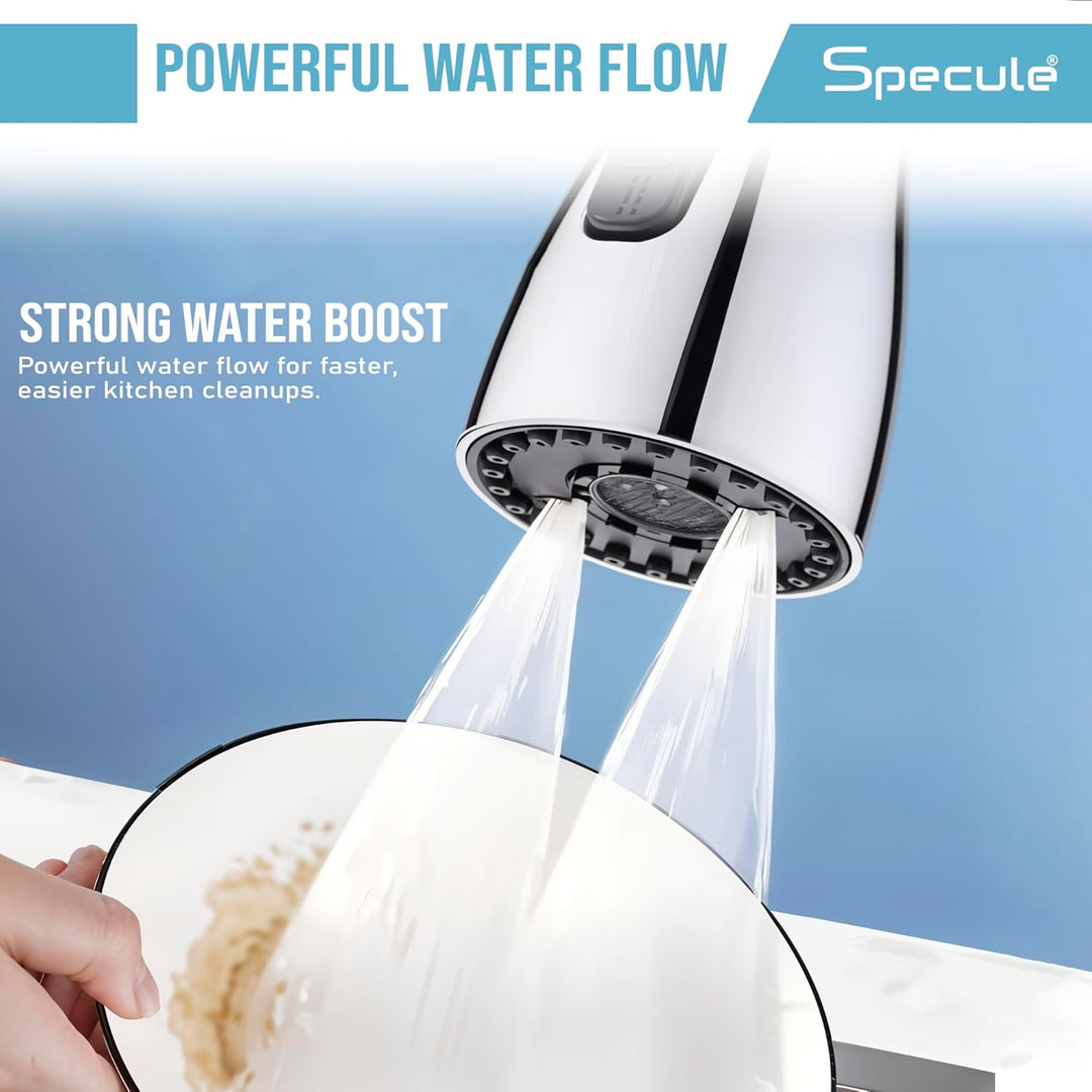 Flexible Faucet Splash Head with Dual Spray, Strong Flow & Easy Kitchen Sink Extension - by Specule