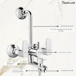 Load image into Gallery viewer, Cube Series 3-in-1 Brass Wall Mixer Set with 8&quot; Overhead Shower &amp; Mist Hand Shower (Chrome Finish)
