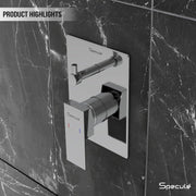 Cubix Brass 40mm Diverter Set with Multi Flow Overhead Wall Mount Shower ,Bath Tub Spout and Handshower- by Specule