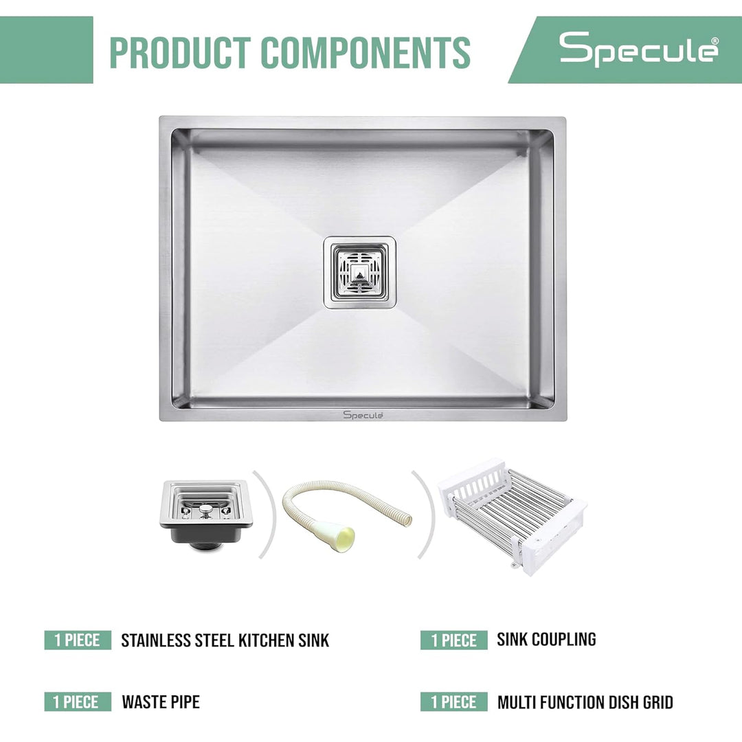 Handmade Single Bowl Kitchen Sink (24 x 18 x 10 Inches) - by Specule