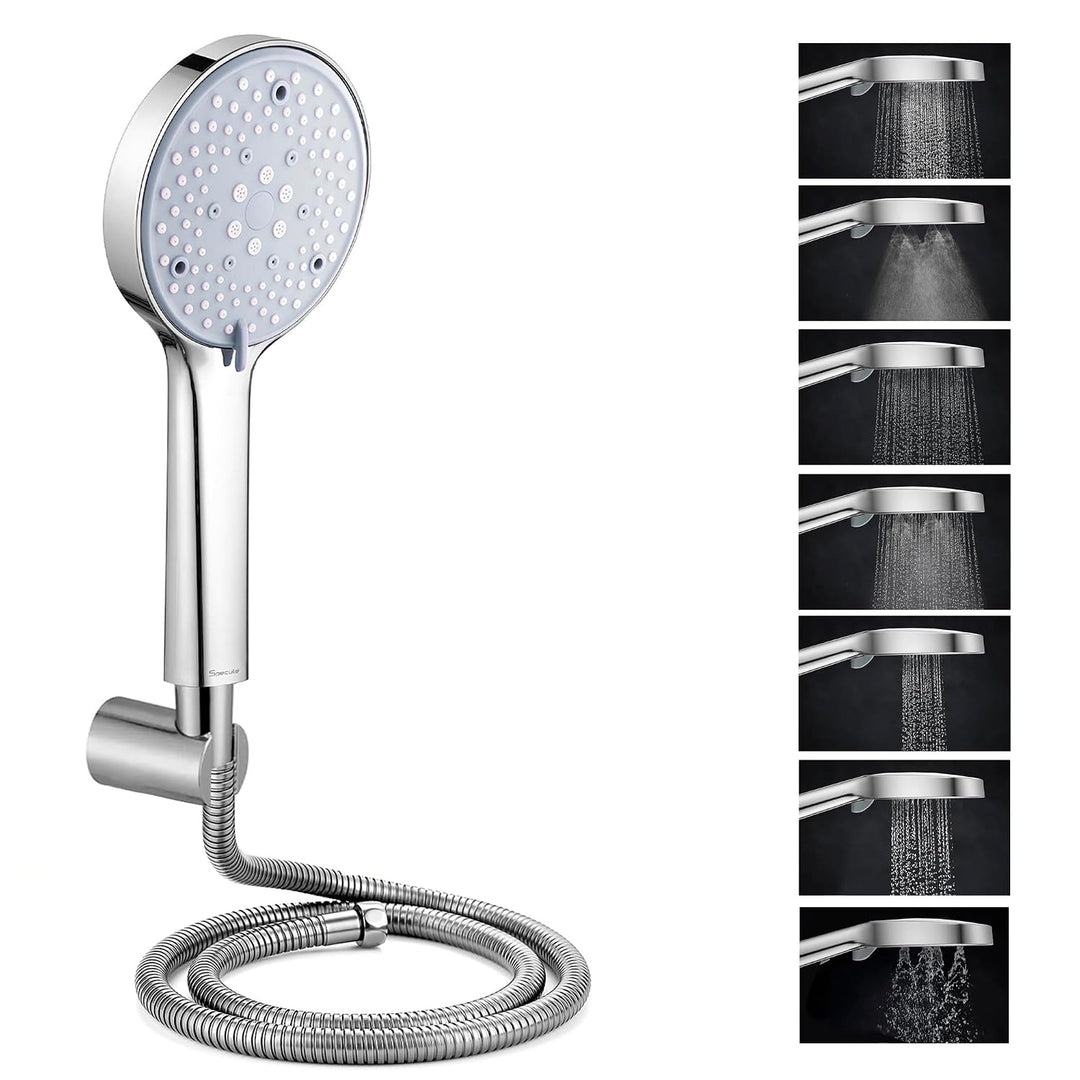 Topaz Series 3 in 1 Brass Wall Mixer Set with 6" Overhead Shower & Mist Hand Shower (Chrome Finish)