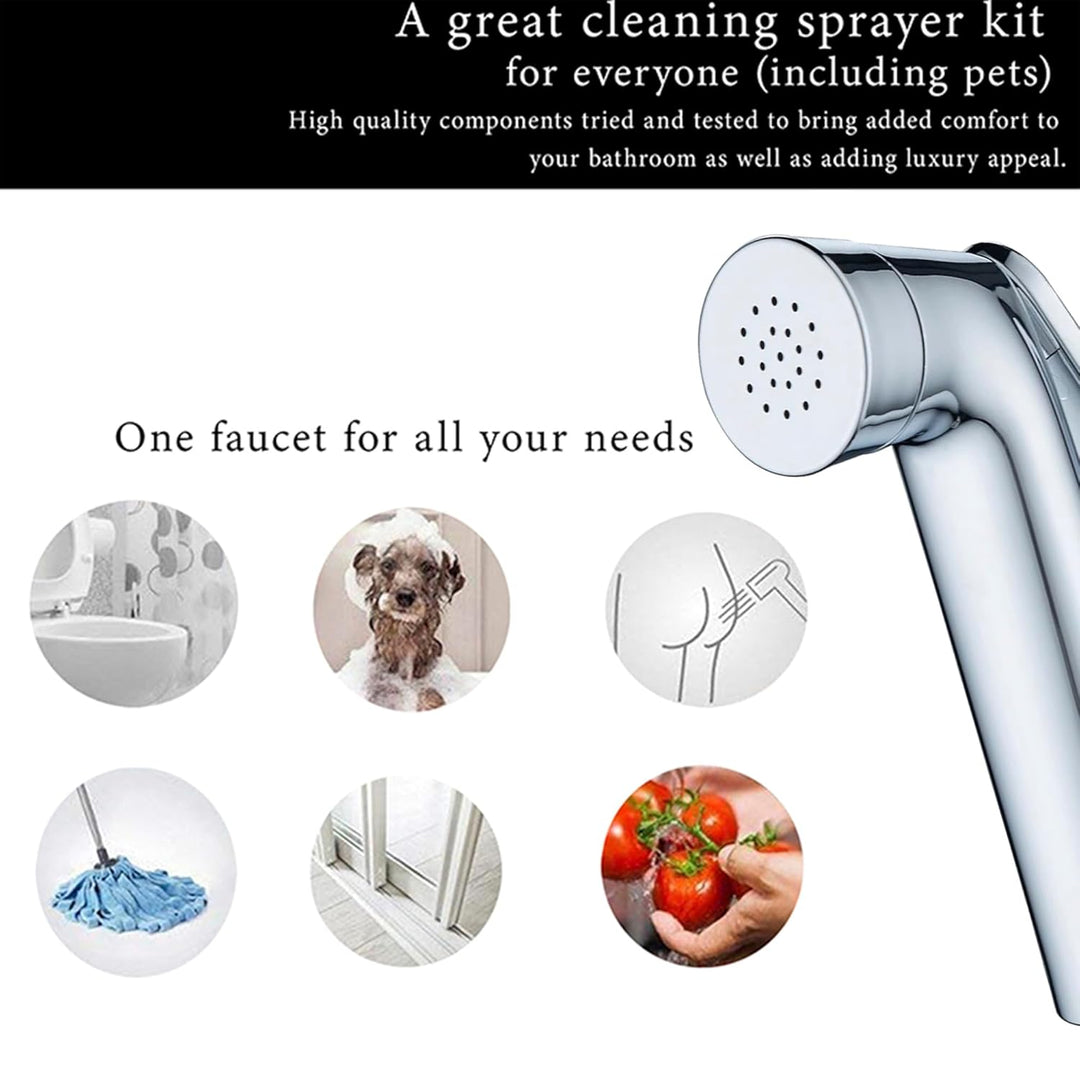 Sleek Chrome Health Faucet with Dual Flow and 1 Meter 304-Grade SS Hose & Hook