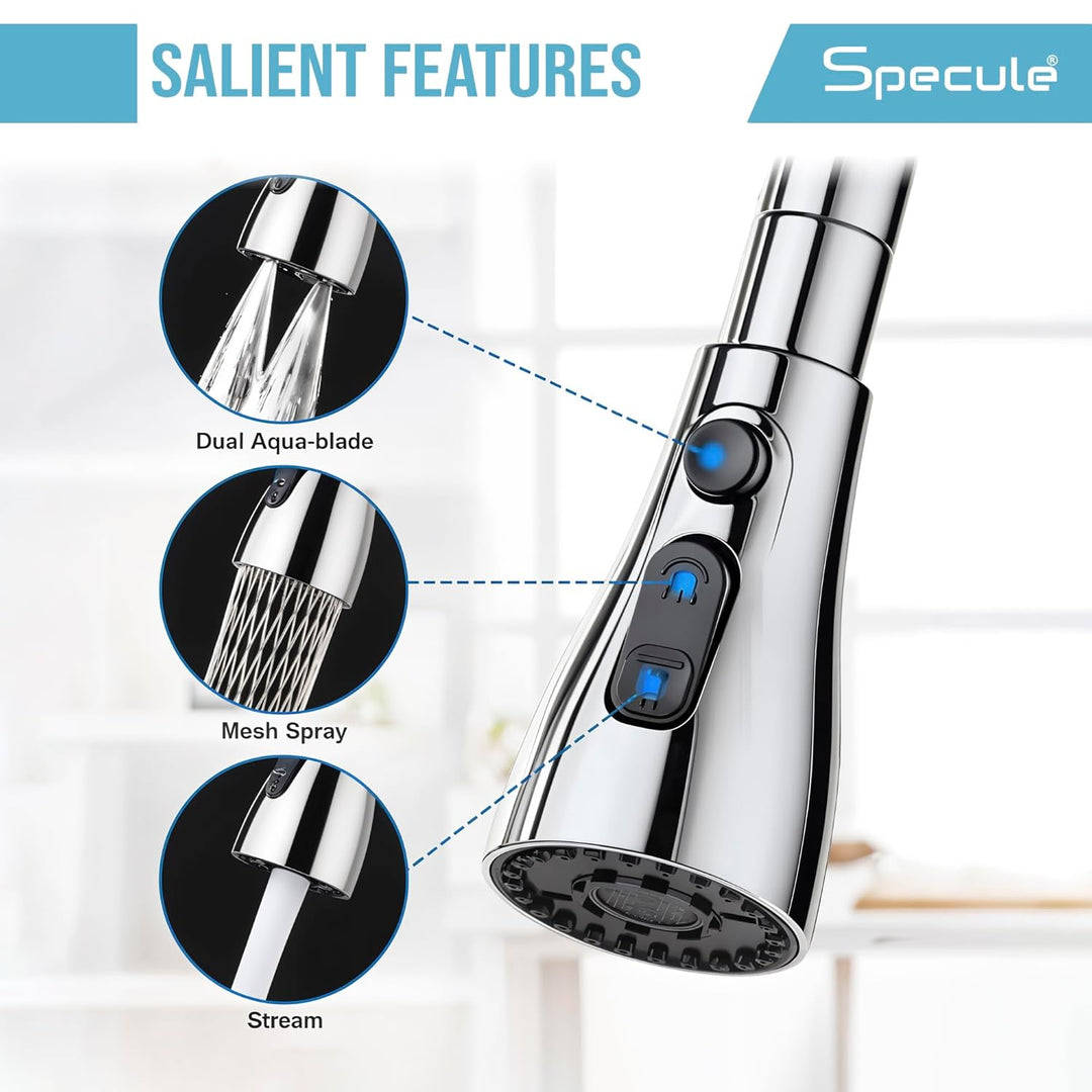 Flexible Faucet Splash Head with Dual Spray, Strong Flow & Easy Kitchen Sink Extension - by Specule