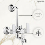 Load image into Gallery viewer, Cube Series 3-in-1 Brass Wall Mixer Set with 8&quot; Overhead Shower &amp; Mist Hand Shower (Chrome Finish)
