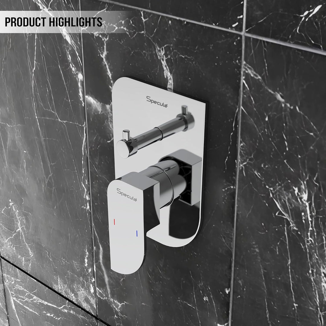 Alive Brass Diverter Set with Spout, 8" Overhead Ceiling Mount Shower & Hand Shower Chrome Finish - by Specule