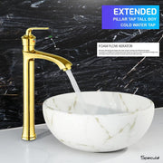 Atrio Tall Body Wash Basin 12 Inches Pillar Tap (Gold) – by Specule