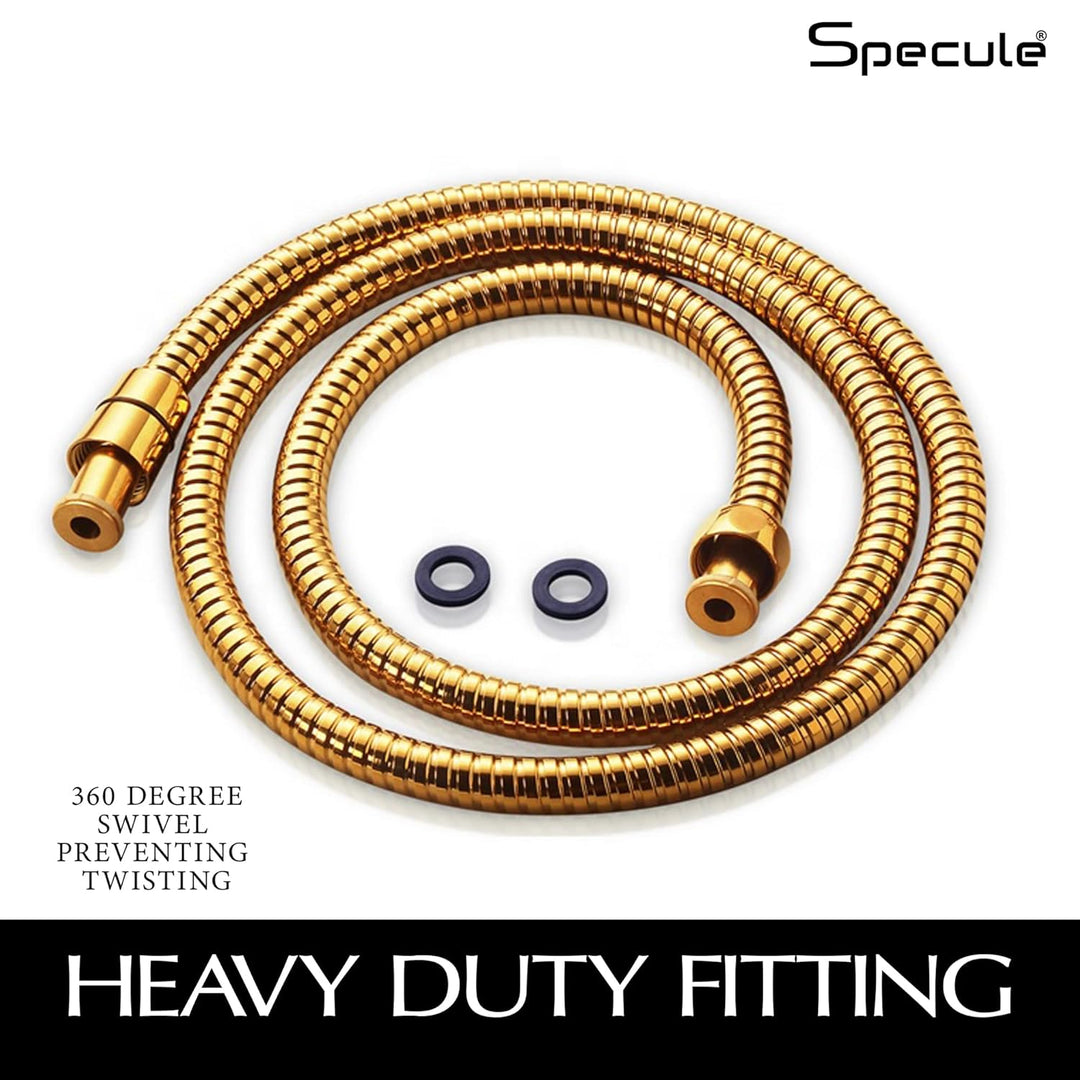 Stainless Steel Gold Flexible Shower Hose Pipe (1.5 Meter) - by Specule