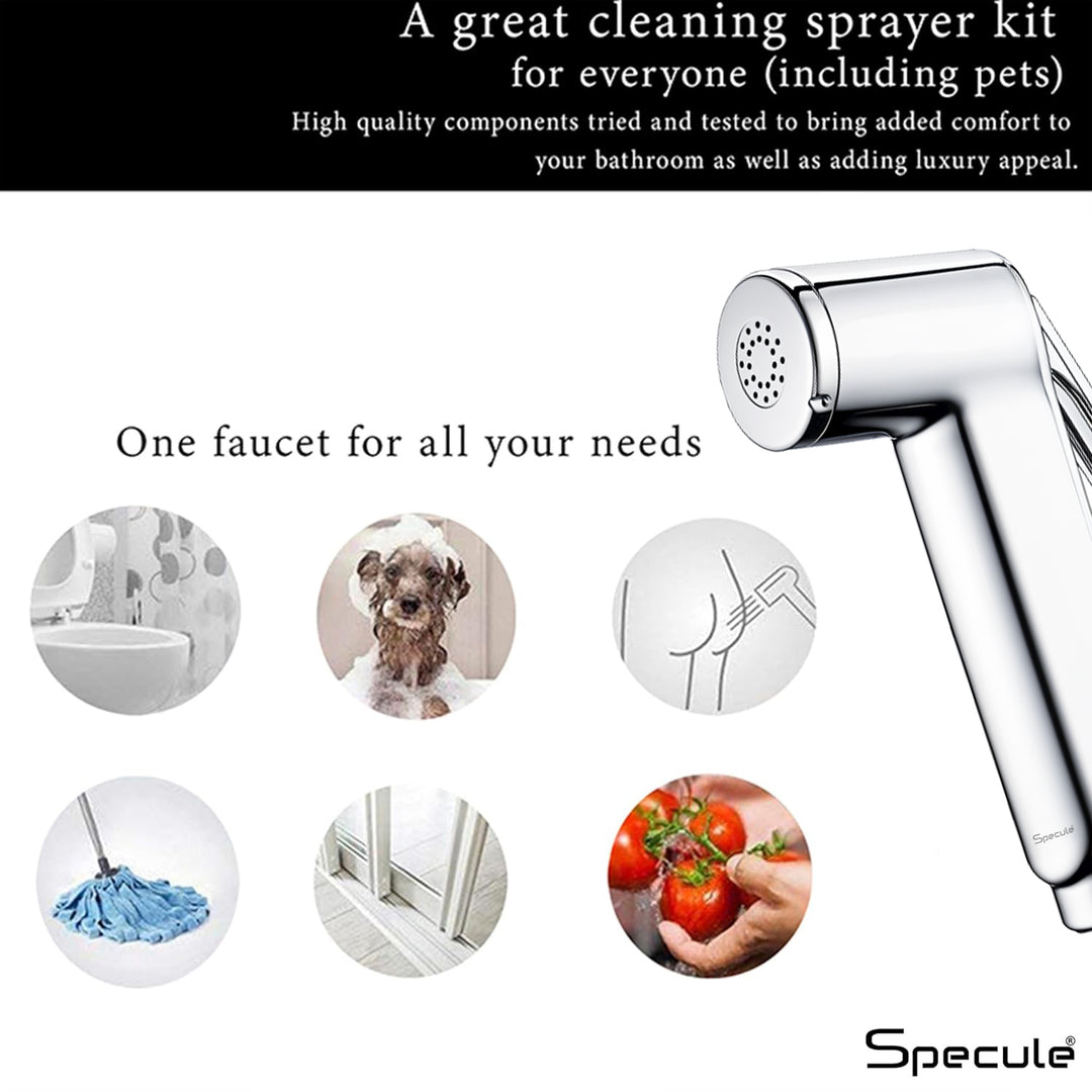 Linea Chrome Health Faucet with Dual Flow and 1 Meter 304-Grade SS Hose & Hook