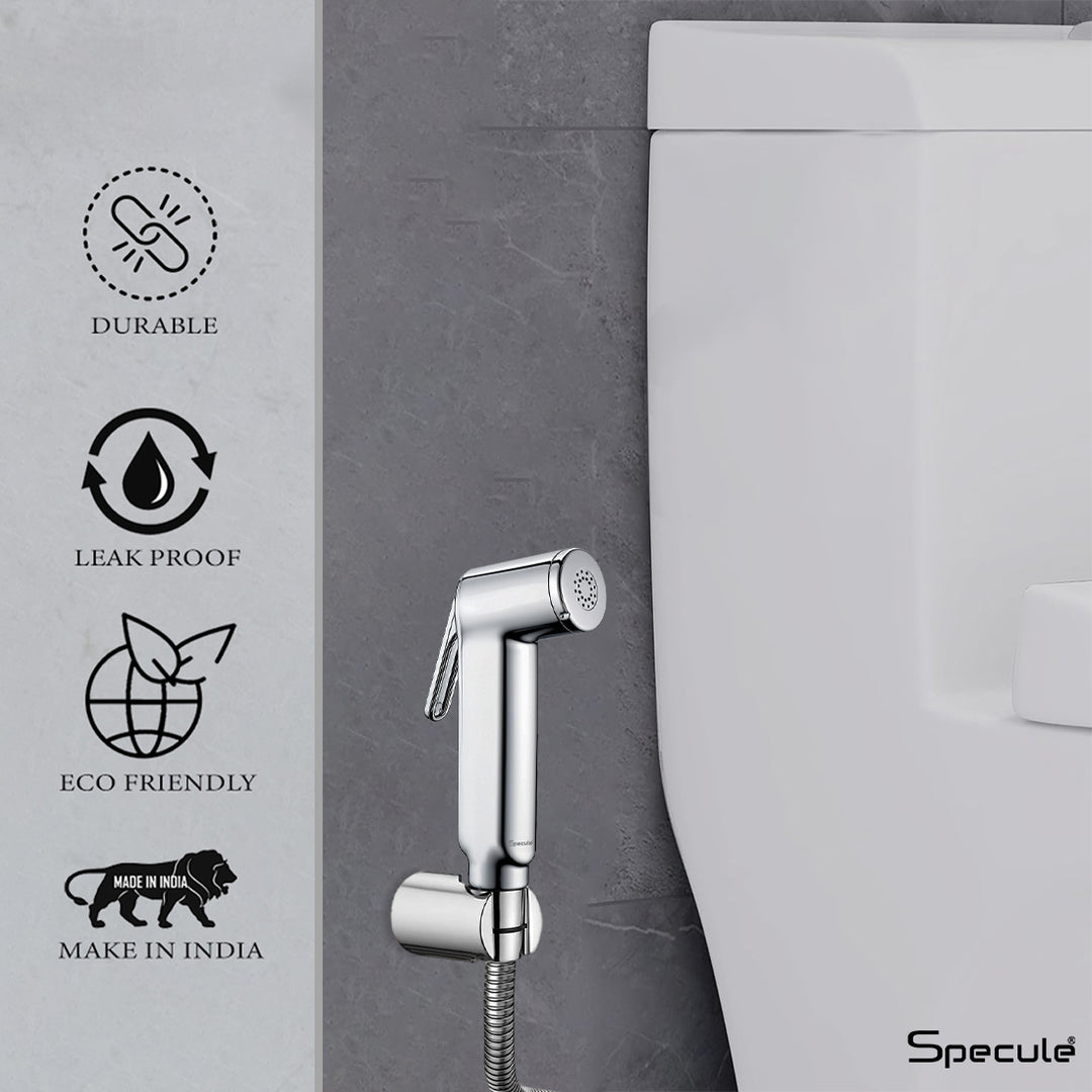 Linea Chrome Health Faucet with Dual Flow and 1 Meter 304-Grade SS Hose & Hook
