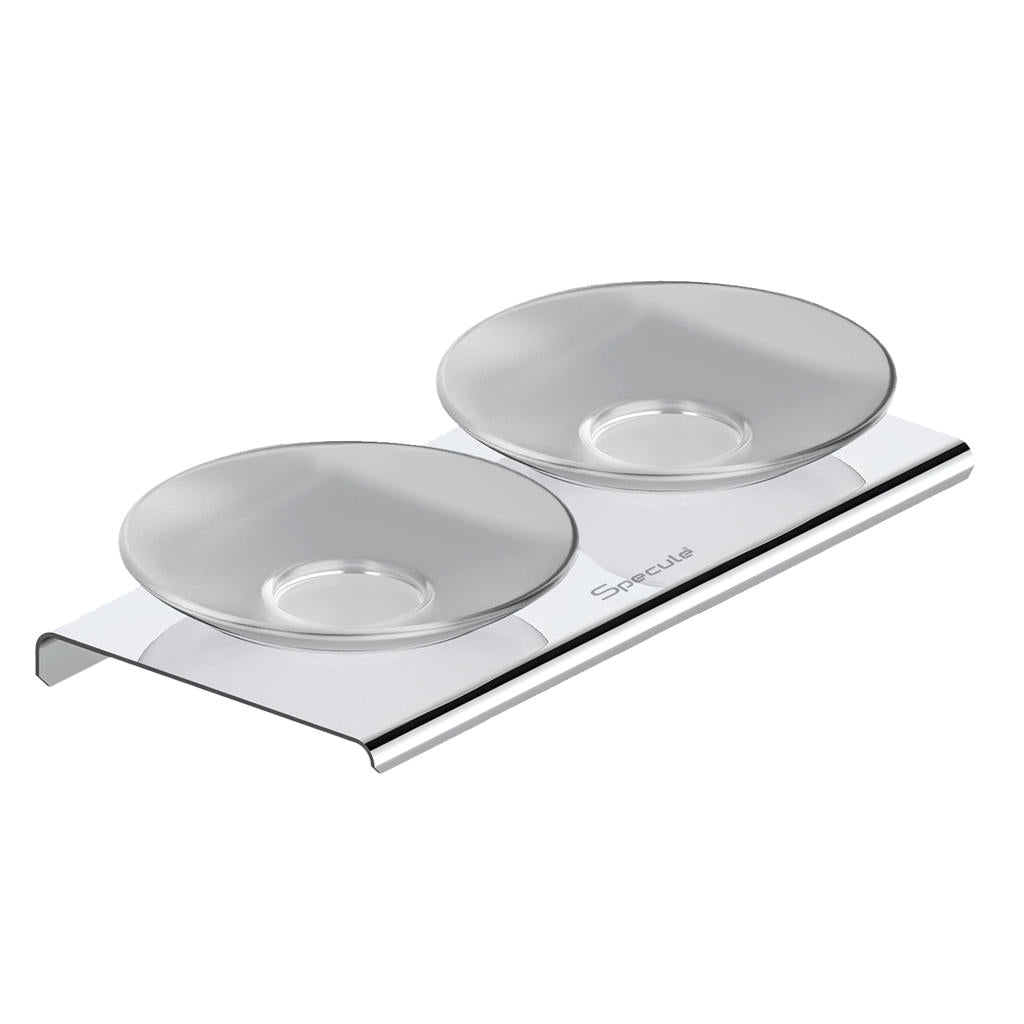 Stellar Stainless Steel and Frosted Glass Double Soap Dish (Chrome)