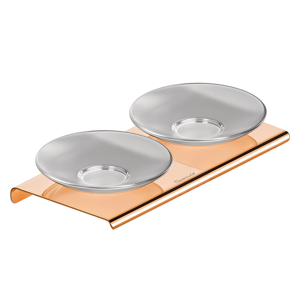 Stellar Stainless Steel and Frosted Glass Double Soap Dish (Rosegold)