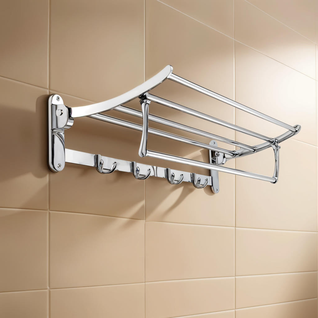 Round Foldable Stainless Steel Towel Rack (18 Inches) - by Specule