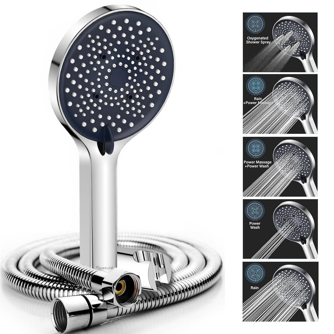 Penta Five Flow ABS Hand Shower with 1.5 Meter 304-grade SS Hose & Hook