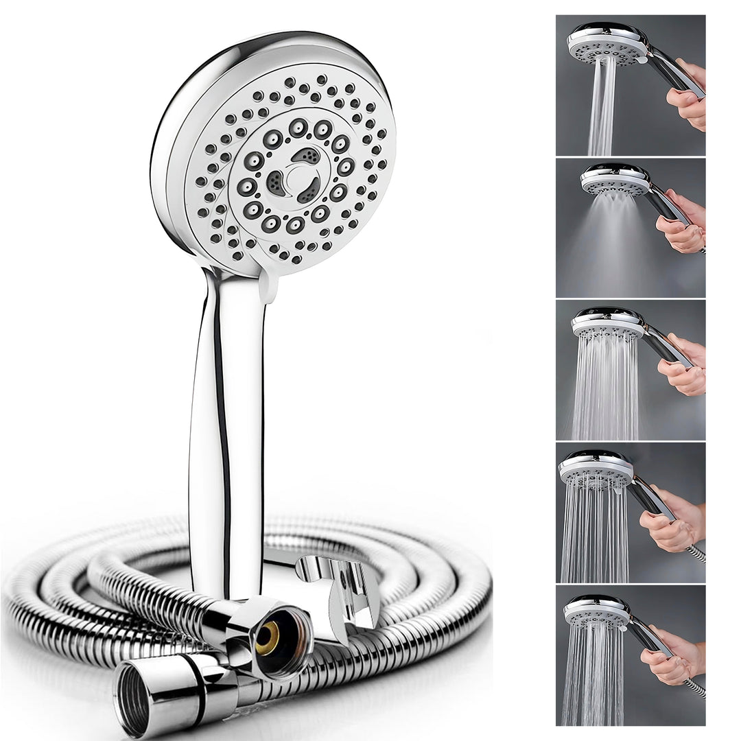 Kiya Five flow ABS Hand Shower with 1.5 Meter 304-grade SS Hose & Hook
