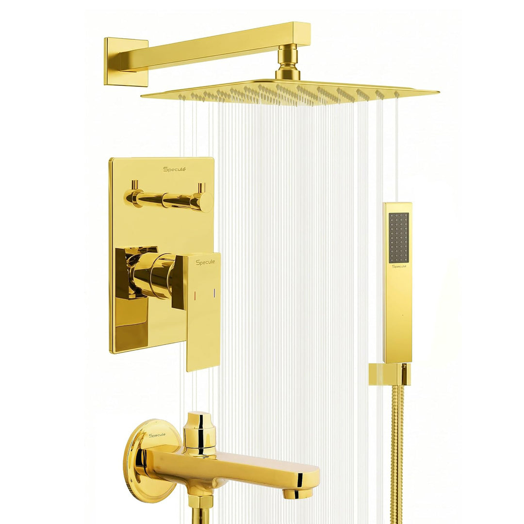 Gold High-Flow Shower Diverter Set for Bathroom | Premium Brass 3-Way Diverter