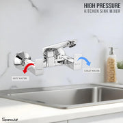 Cubix Wall-mount Kitchen Sink Mixer Tap with Swivel Spout - by Specule