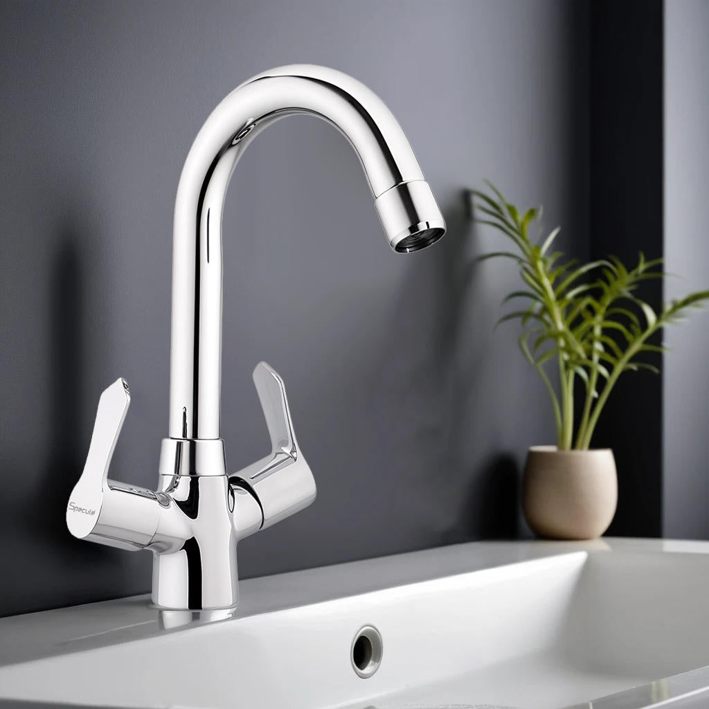 Chocolate Center Hole Wash Basin Mixer Tap with Swivel Spout -by Specule
