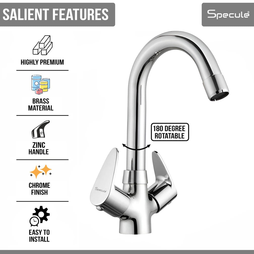 Spectra Center Hole Wash Basin Mixer Tap with Swivel Spout - by Specule