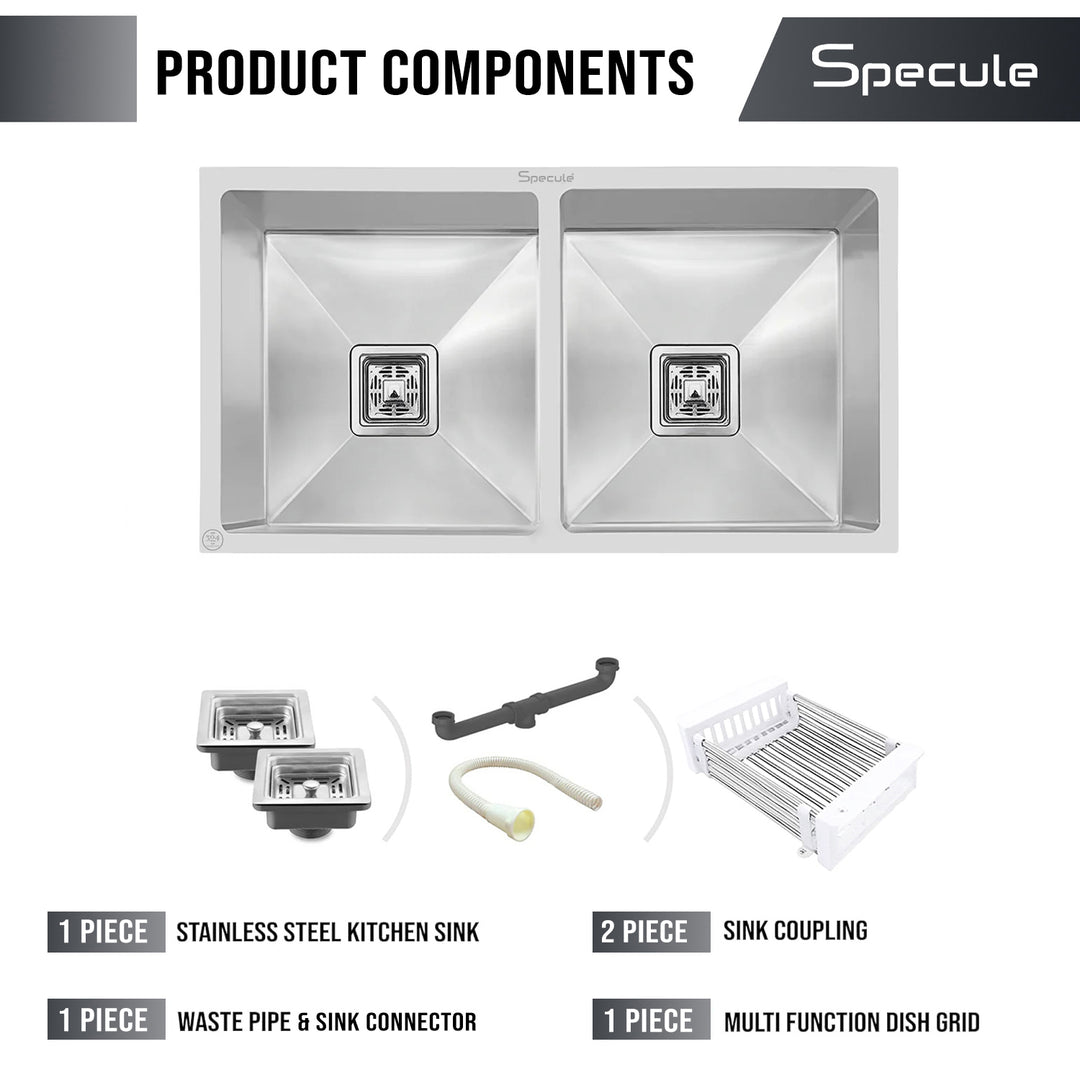 Handmade Double Bowl Kitchen Sink (32 x 18 x 10 Inches) - by Specule