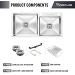 Load image into Gallery viewer, Handmade Double Bowl Kitchen Sink With Tap Hole (45 x 20 x 10 Inches) - by Specule
