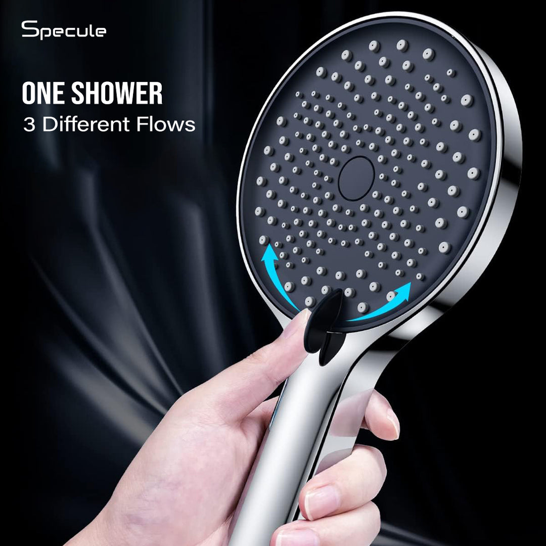 Trevo Triple Flow ABS Hand Shower with 1.5 Meter 304-grade SS Hose & Hook