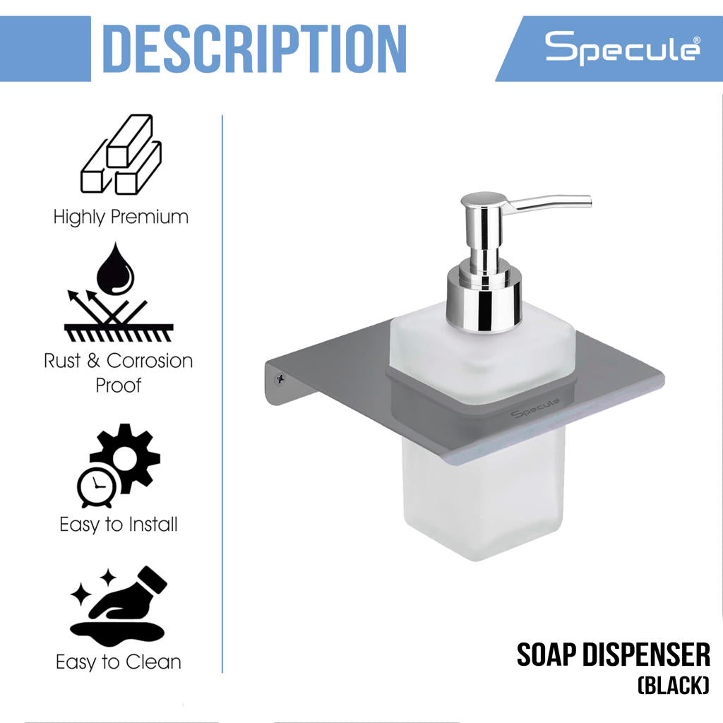 Stellar Stainless Steel/Glass Soap Dispenser (Black)- by Specule