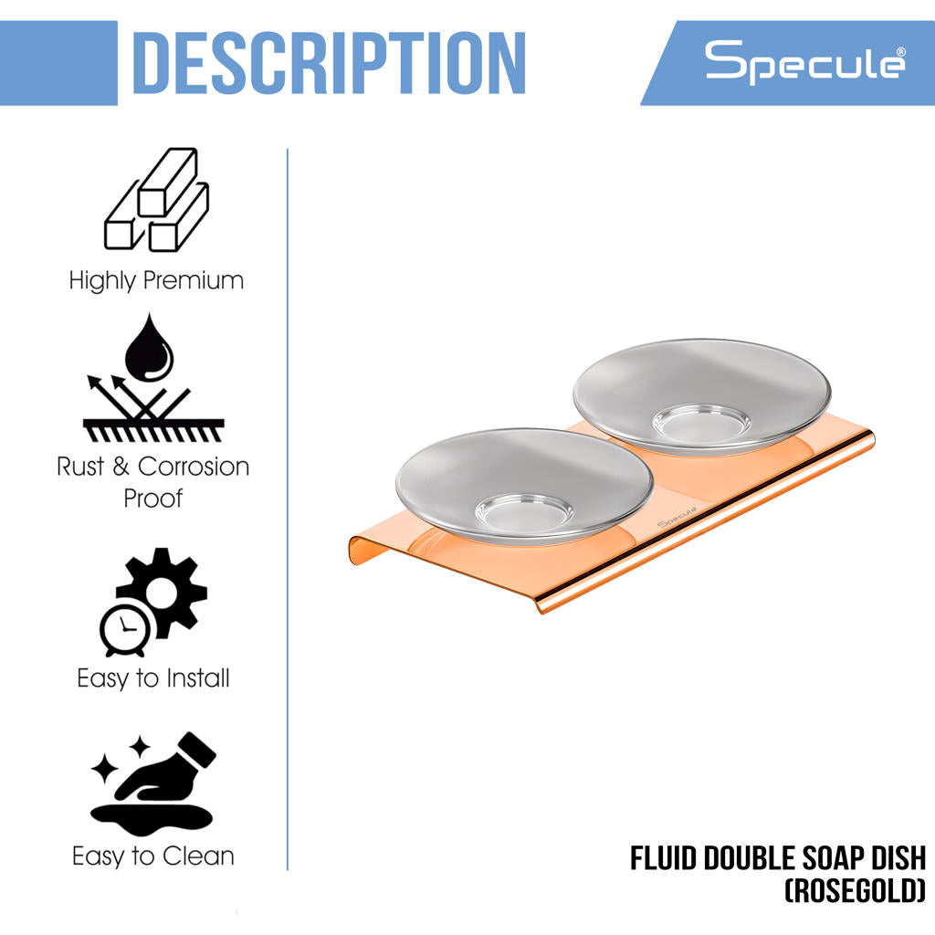 Stellar Stainless Steel and Frosted Glass Double Soap Dish (Rosegold)