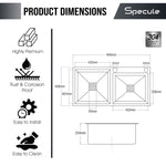 Load image into Gallery viewer, Handmade Double Bowl Kitchen Sink With Tap Hole (37 x 18 x 10 Inches) - by Specule

