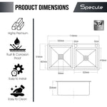 Load image into Gallery viewer, Handmade Double Bowl Kitchen Sink With Tap Hole (42 x 20 x 10 Inches) - by Specule
