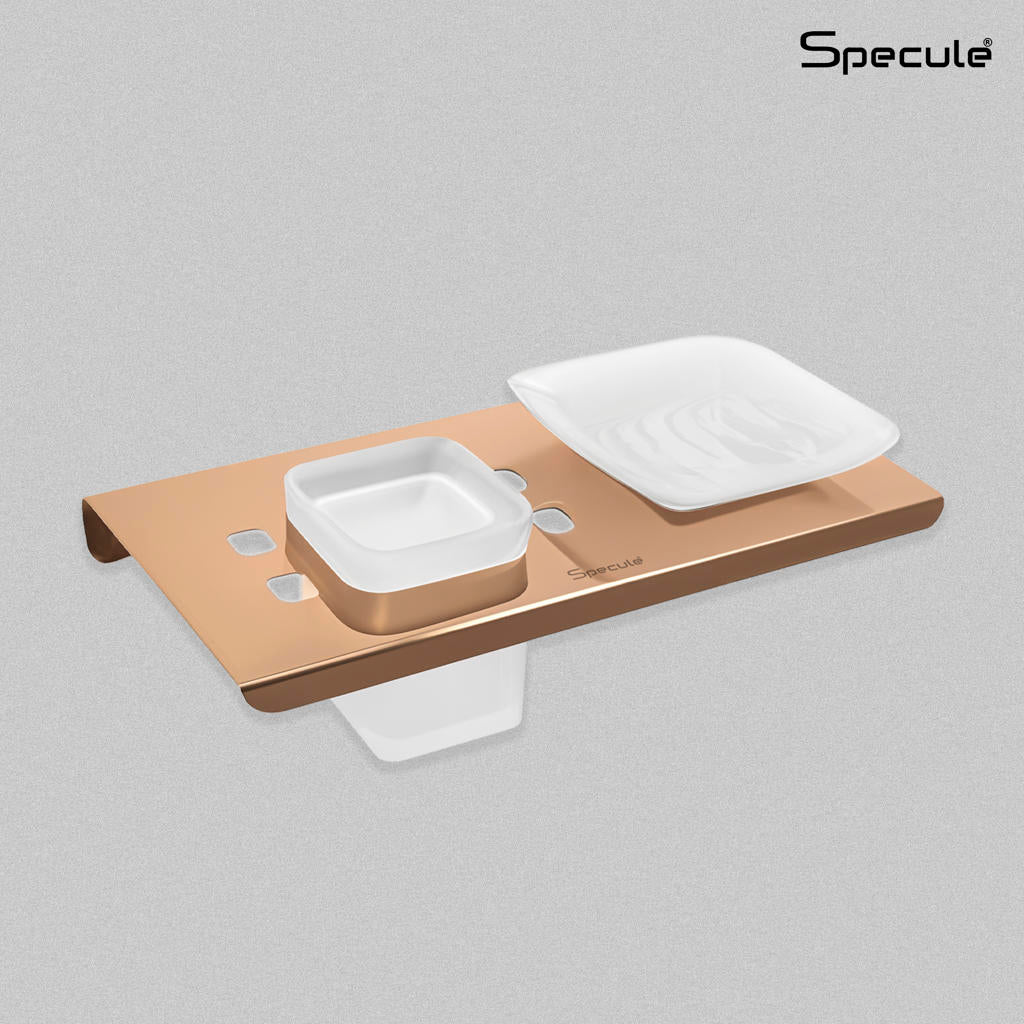 Stellar Stainless Steel Soap Dish With Tumbler Holder (RoseGold) – by Specule