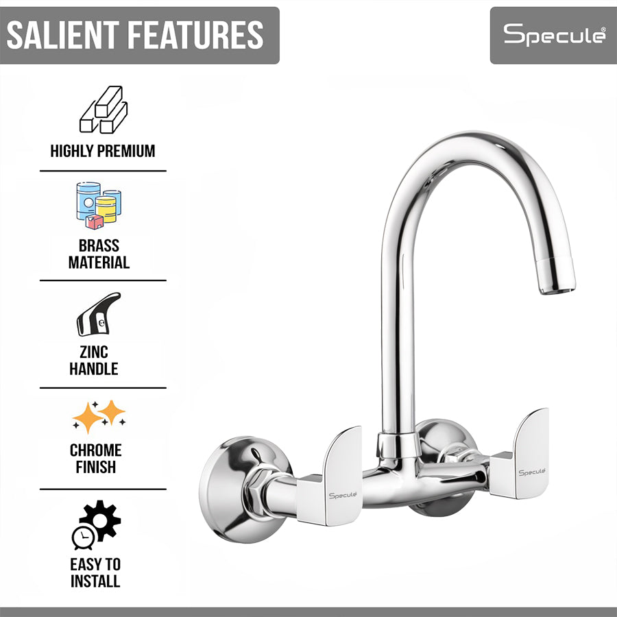 Alive Wall-mount Kitchen Sink Mixer Tap with Swivel Spout - by Specule