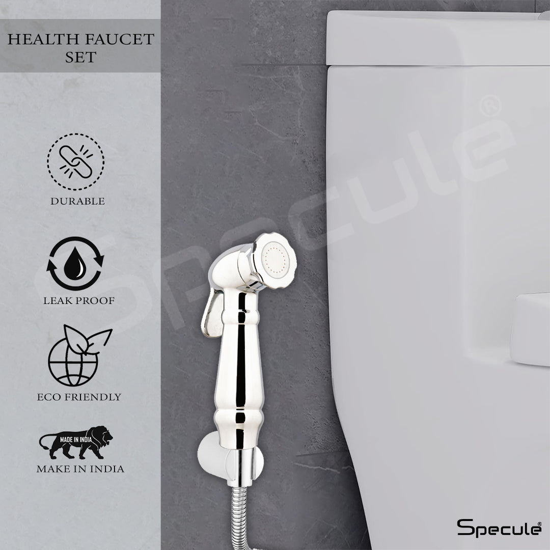 Crown Chrome Health Faucet with Dual Flow and 1 Meter 304-Grade SS Hose & Hook
