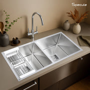 Handmade Double Bowl Kitchen Sink (42 x 20 x 10 Inches) - by Specule